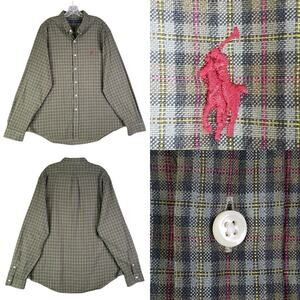 Polo Ralph Lauren Shirt Oxford Men's Size XXL Multicolor Green Plaid Button Down